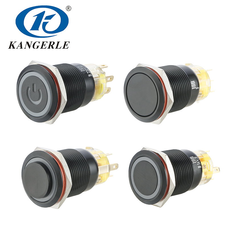 19MM黑色金屬按鈕開關(guān)自復(fù)自鎖環(huán)形電源燈